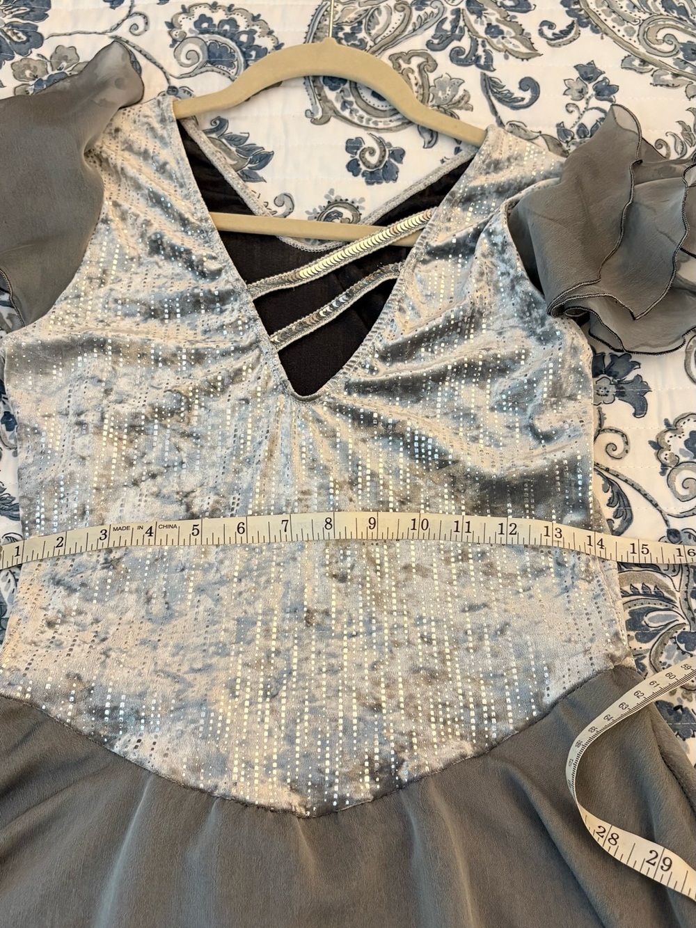Ladies Silver Figure Skating Dress for Competition - Picture 7 of 10